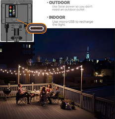 Solar String Lights Waterproof LED Indoor/Outdoor Hanging Umbrella Lights with 3