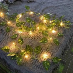 Green Leaf LED String Lights 2M Battery Operated Garland Home Party Decor Set
