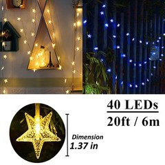 20Ft 40LED Color Changing Star String Lights with Remote for Bedroom Kids Room
