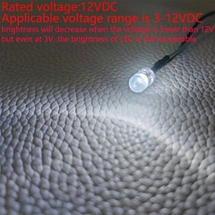50pcs 3V-4.5V-5V-6V-7.5V-9V-12VDC 5mm White LED Lights Emitting Diodes Prewired
