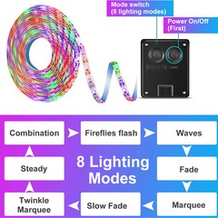 LED Solar Strip Light Flexible Lamp Outdoor Garden Decor Lights 8 Modes