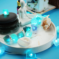 Natural Fluorite String Lights Battery Operated with Remote Timer | Sea Glass Ra