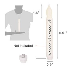 Plastic Art Deco Taper Candles, Set of 12 Warm White, Flameless LED, Battery …