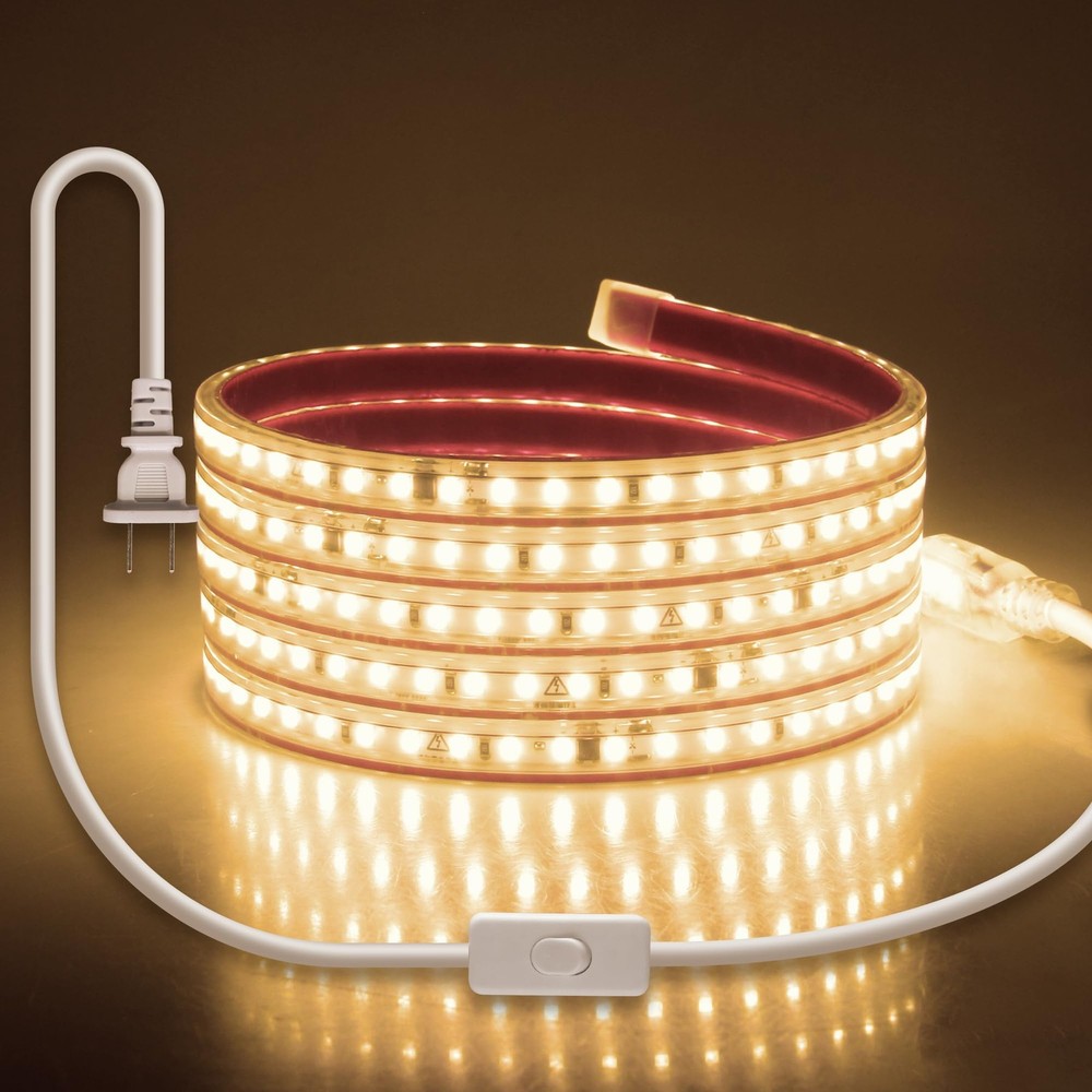 2M LED Strip Lights for Bedroom with Self-Adhesive AC 110V-120V Warm White 30…