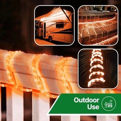 Modern 24ft Orange LED Rope Lights – Weatherproof for -Round Celebrations