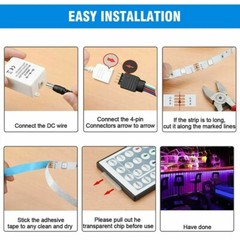 16.4FT RGB Led Strip Lights Waterproof Flexible with 44 Keys Remote 12V US Power