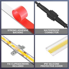 100ft COB Outdoor LED Strip IP67 Waterproof, 3000K Warm White