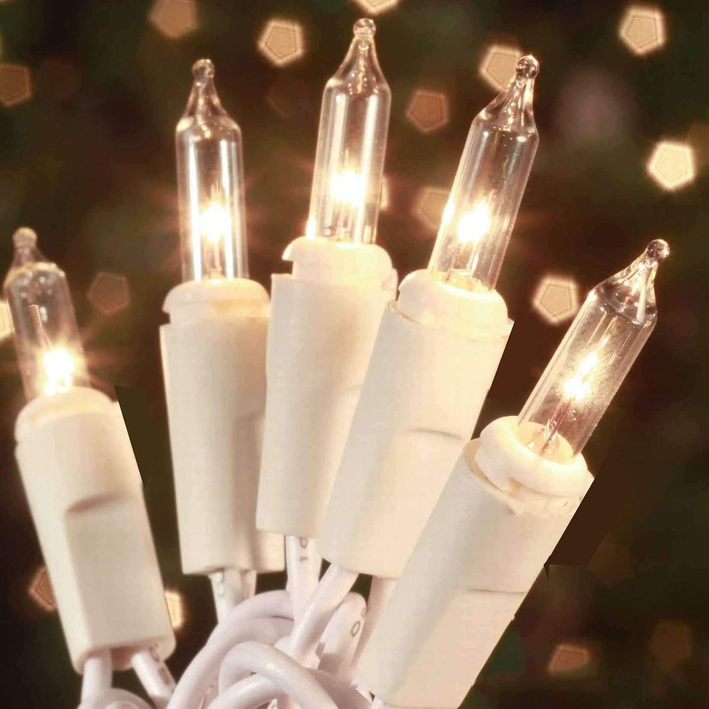 21ft White Wire Clear Mini Christmas String Lights 100 Count Clear Christmas