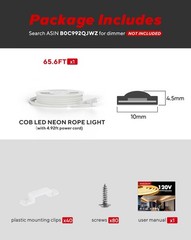 Shine Decor COB LED Rope Light AC 120V, 800lm Ultra Bright, IP65 Waterproof C…