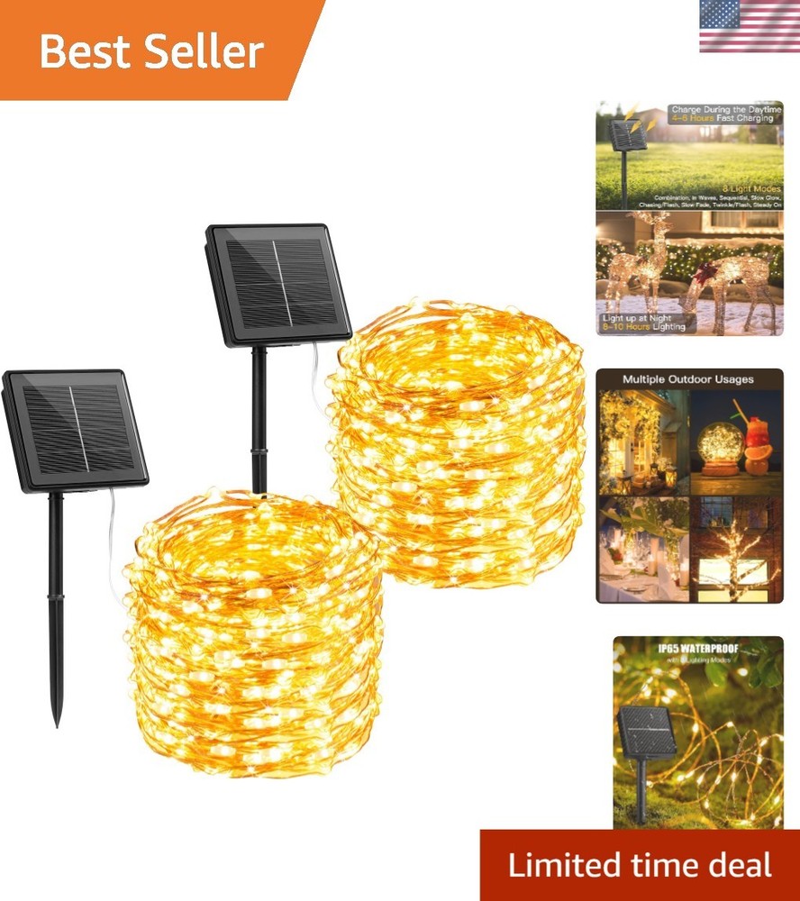 Elegant 33Ft Solar Fairy String Lights with 8 Modes – Waterproof & Energy Saving