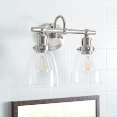 Safavieh Scn4045A Layton Brush Nickel And Clear 2-Light Bathroom Led Bulbs