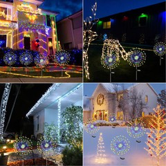 150 LED Solar Firework Lights Outdoor Waterproof Path Lawn Garden Decor Lamp