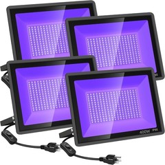 4 Pack 400W LED Black Light,Black Flood Light Outdoor with Plug and Switch, …