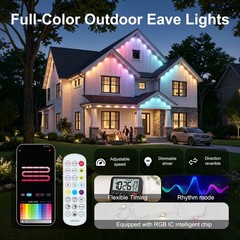 150FT RGB+IC Eave Permanent Outdoor Lights Smart 90 LED Strip Light w Remote APP