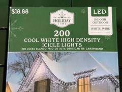 Holiday Time 200-Count Cool White LED High-Density Icicle Lights white wire