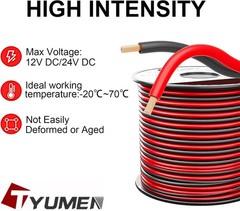 18 AWG 40FT Red & Black PVC Electrical Wire for LED Lighting & Low-Voltage Use