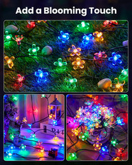 60 LED Flower Solar String Lights Outdoor Waterproof Fairy Lights for Garden Yar