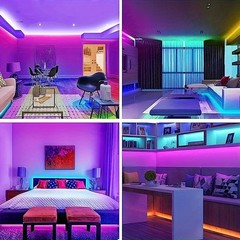 100Ft LED RGB Strip Lights Music Sync 5050 Room Light with Remote Control Decor
