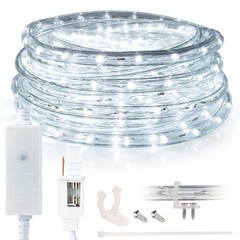 Cool White 1/2″ LED Rope 10ft Flexible X’mas Outdoor Lighting Static/Mode Extend
