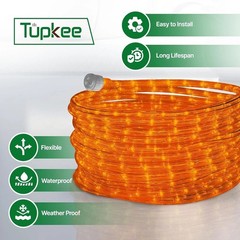 Modern 24ft Orange LED Rope Lights – Weatherproof for -Round Celebrations