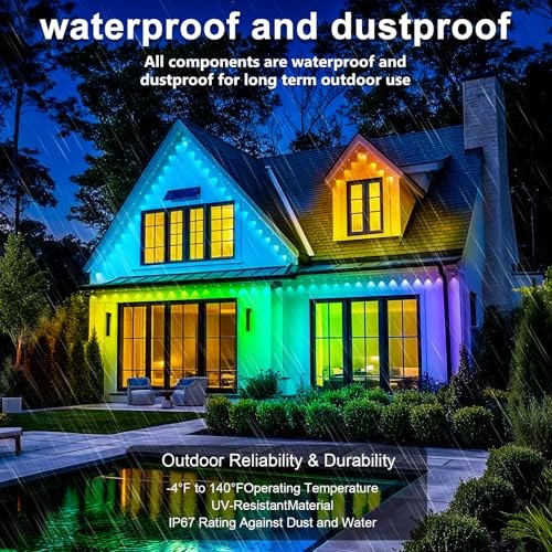 INZIDOL PERMANENT OUTDOOR LIGHTS,200FT RGB EAVE LIGHT WATERPROOF LIGHTING FOR –