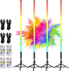 4 Pack 4Ft RGB LED Tube Lights with Tripods for Video, Photography & Dance