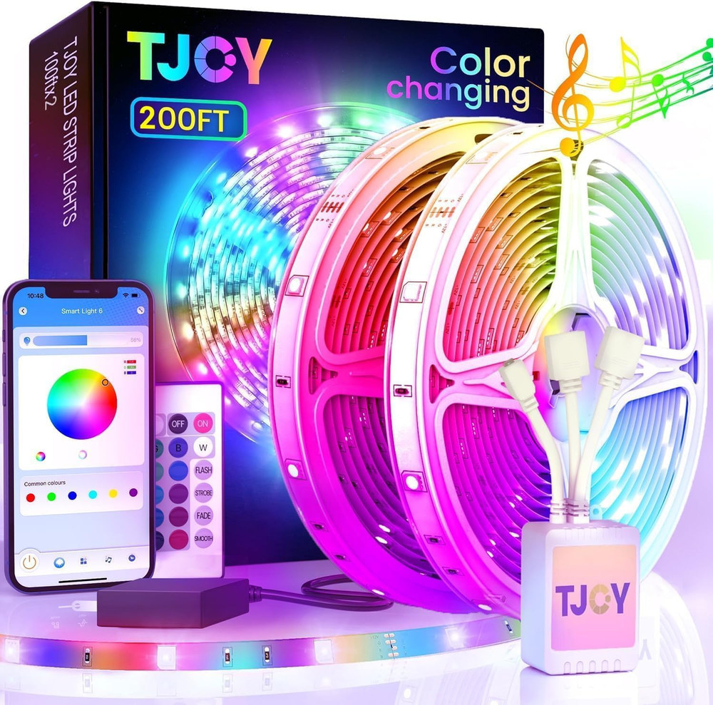 200ft Bluetooth RGB LED Strip Lights Music Sync App Remote Control 2 Rolls