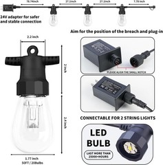 50FT Color Changing Outdoor String Lights APP Remote Waterproof Patio Decor
