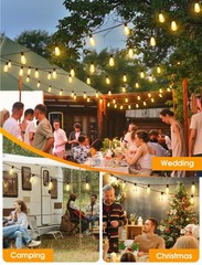 25FT Outdoor String Lights with Waterproof Dimmable Edison LED Bulbs