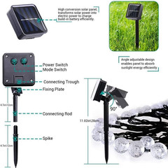 Solar String Lights Outdoor Waterproof, 56Ft 100 LED Globe String Light with 8 M