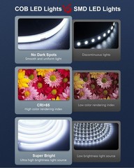 Tira De Luces LED COB Blanco 32.8 Pies Super Brillante Con Remoto 24V