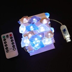 WSgift Sea Glass String Lights, Beach Theme Decorative Lights 19 Ft 40 LED USB P