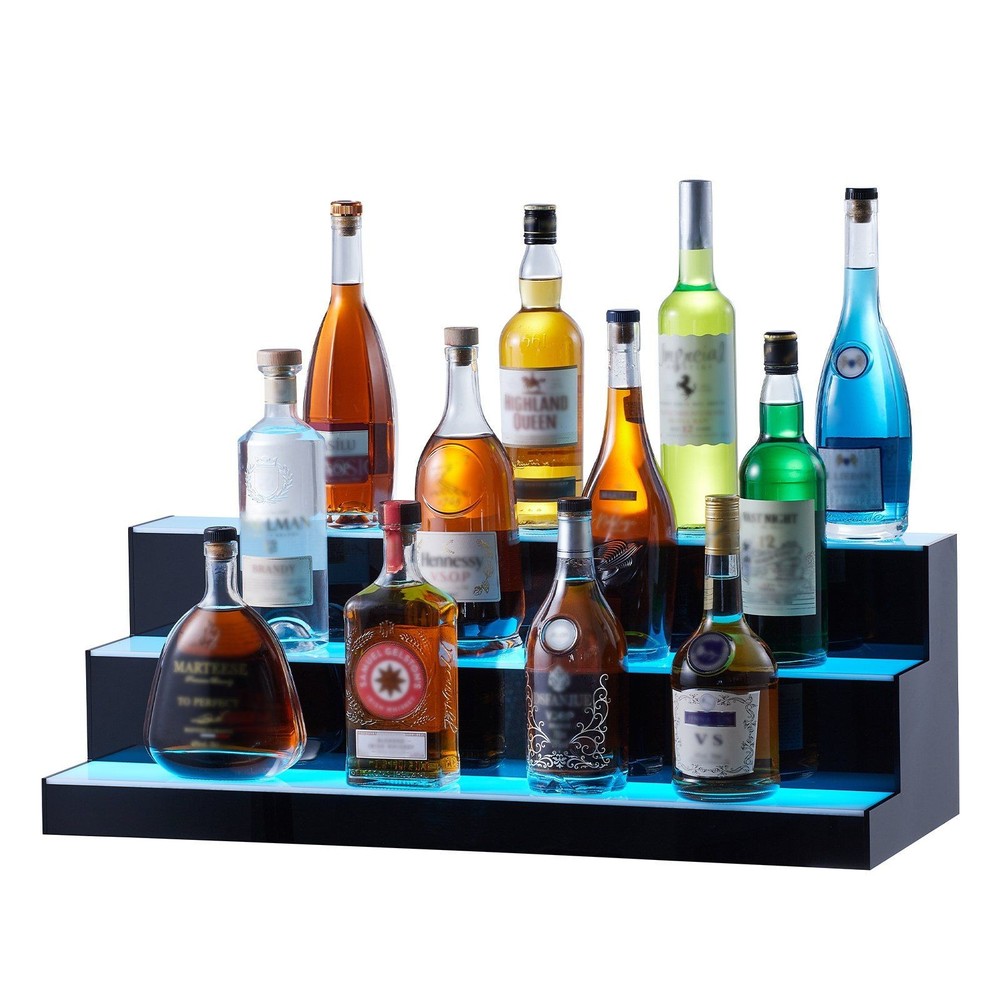Illuminated 30in 3-Tier Display Shelf RGB Colors Music Mode 5mm Acrylic
