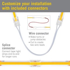24V White COB LED Strip Light Tape 2700K, 165 Lumens/Ft, 5M Flexible Lighting