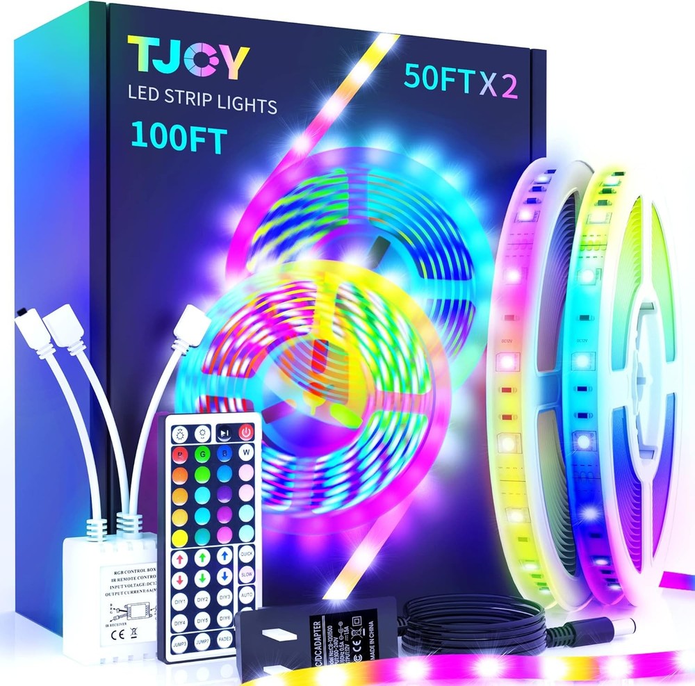 TJOY 100 ft LED Strip Lights with 44 Key Remote, 100ft, Multicolor