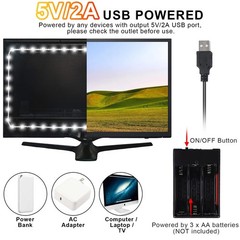 16.4FT Daylight White LED Strip Light with USB Plug+Battery Box Operated, 6000K