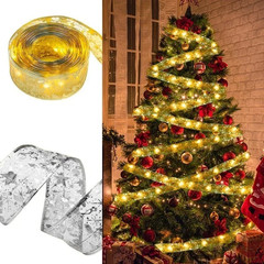 1/2/5/10M Christmas Tree Ribbon Fairy Lights, Indoor DIY Bows String Light Batte