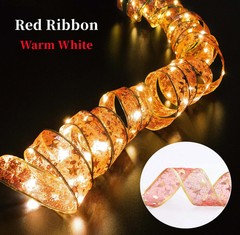 1/2/5/10M Christmas Tree Ribbon Fairy Lights, Indoor DIY Bows String Light Batte