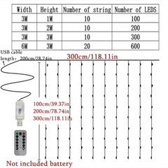 Christmas Home Decoration USB 8 Modes Fairy Garland Lights LED Curtain String Li