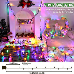 Battery Operated Christmas String Lights 100 LED 33ft, 2 Pack Timer
