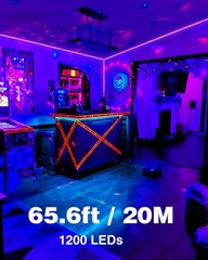 Onforu 65.6ft LED Black Light Strip 1200 Lamp Beads Non-Waterproof