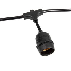 48 foot S14 Suspended Edison Outdoor Patio String, Black Wire, E26 Medium Base