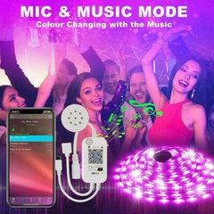 LED Strip Lights 100ft 50ft Music Sync Bluetooth 5050 RGB Room Light with Remote