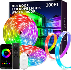 Outdoor Led Strip Lights Waterproof IP68, RGB Outdoor Led Lights with Button & B