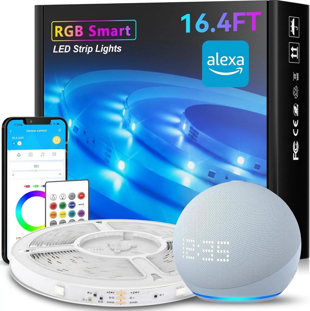 TJOY 16.4FT Smart Led Strip Lights for Bedroom, Compatible with Alexa and Google