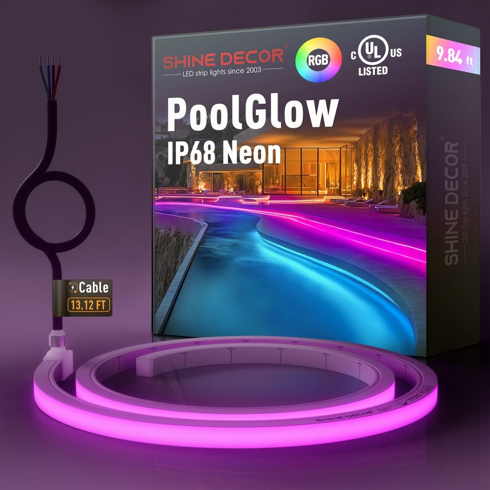 Shine Decor IP68 Waterproof LED Strip Light, 24V Pool Rated Submersible Silicone