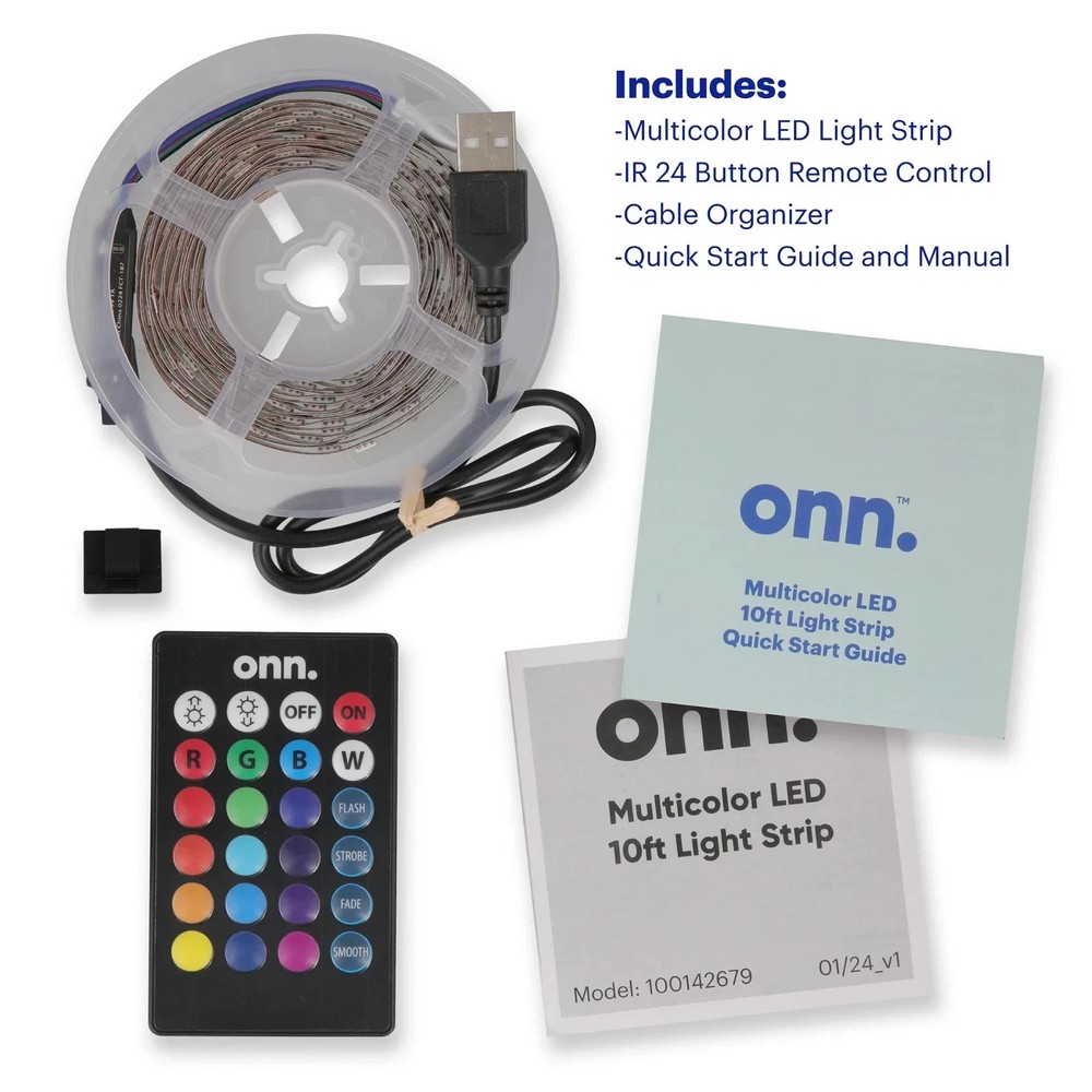 PACK of 6 Multicolor LED Light Strip with Remote Control 10′