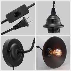 YXTH Plug In Wall Sconces, Vintage Plug In Wall Lamp Set 2 On/Off Switch, Metal