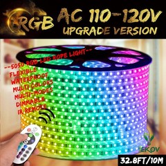 Iekov Rgb Led Strip Light Ac 110-120V Flexible/Waterproof/Multi