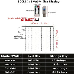 3/6M USB LED Curtain 8Modes Remote Control Lights Holiday Wedding Garland for Be